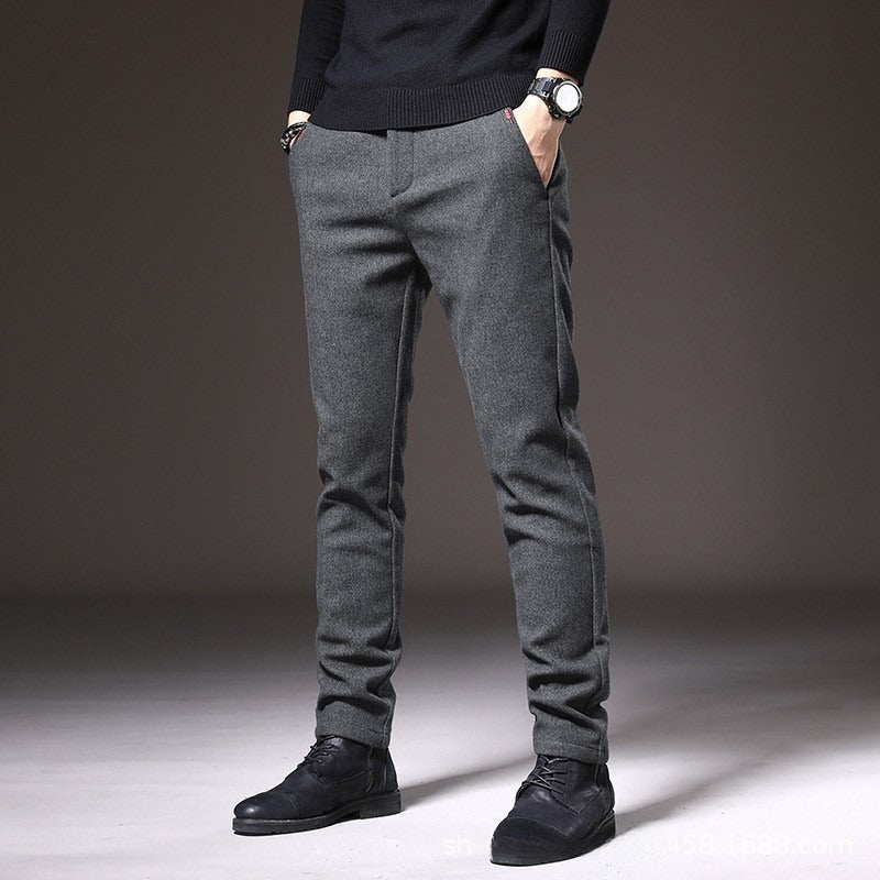Men's Casual Pants Autumn and Winter Thickened