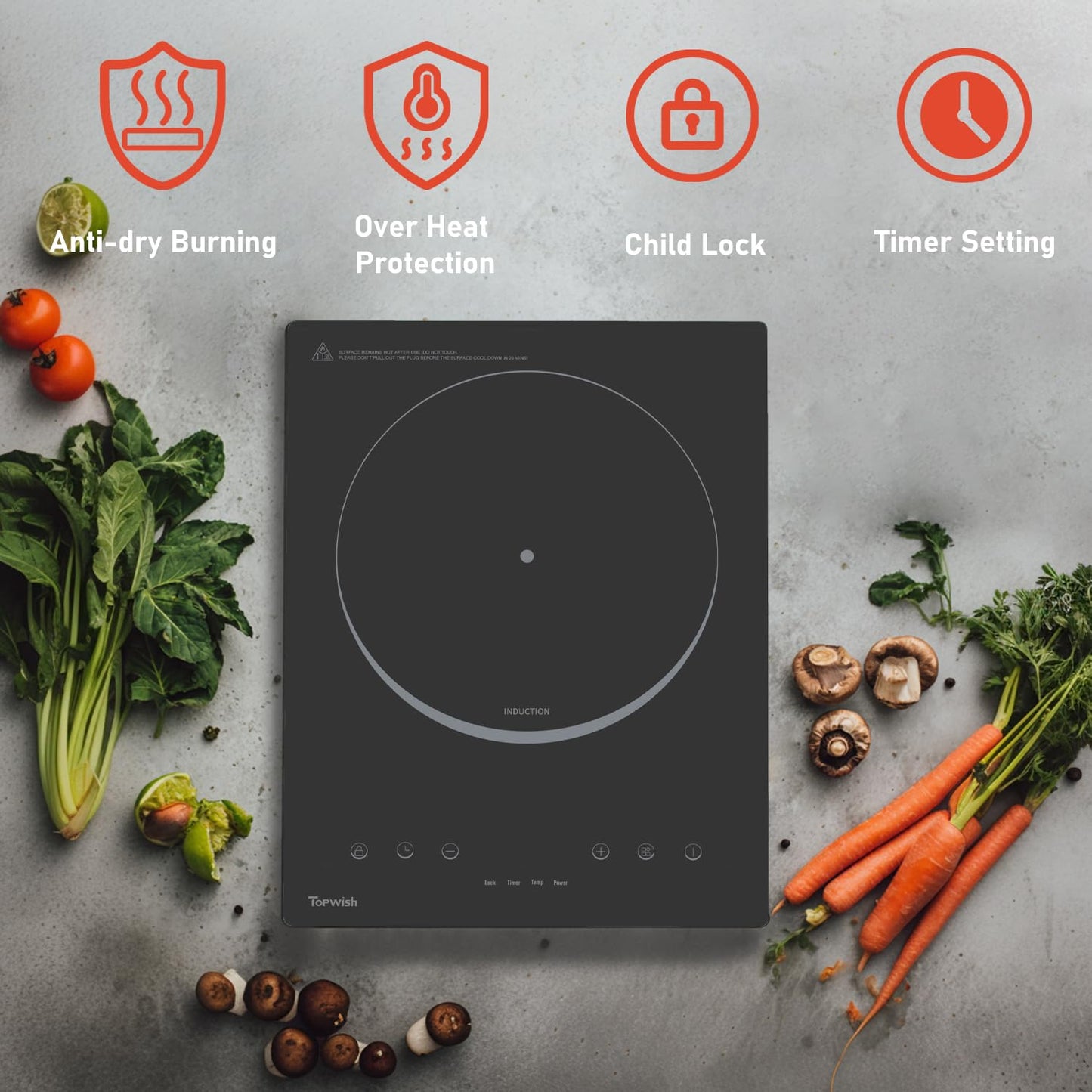 2200W Black Crystal Panel Induction Cooker