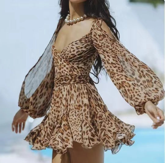 V-Neck Open-Shoulder Dress