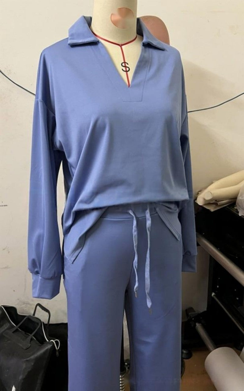 Horn trousers two-piece set-embroidered Ma Biao