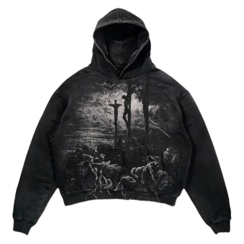 Printed Zip-Up Hoodie Sweatshirt