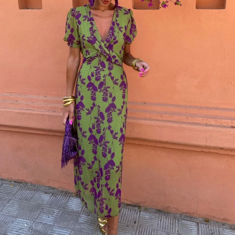 V-Neck Short Sleeve Dress