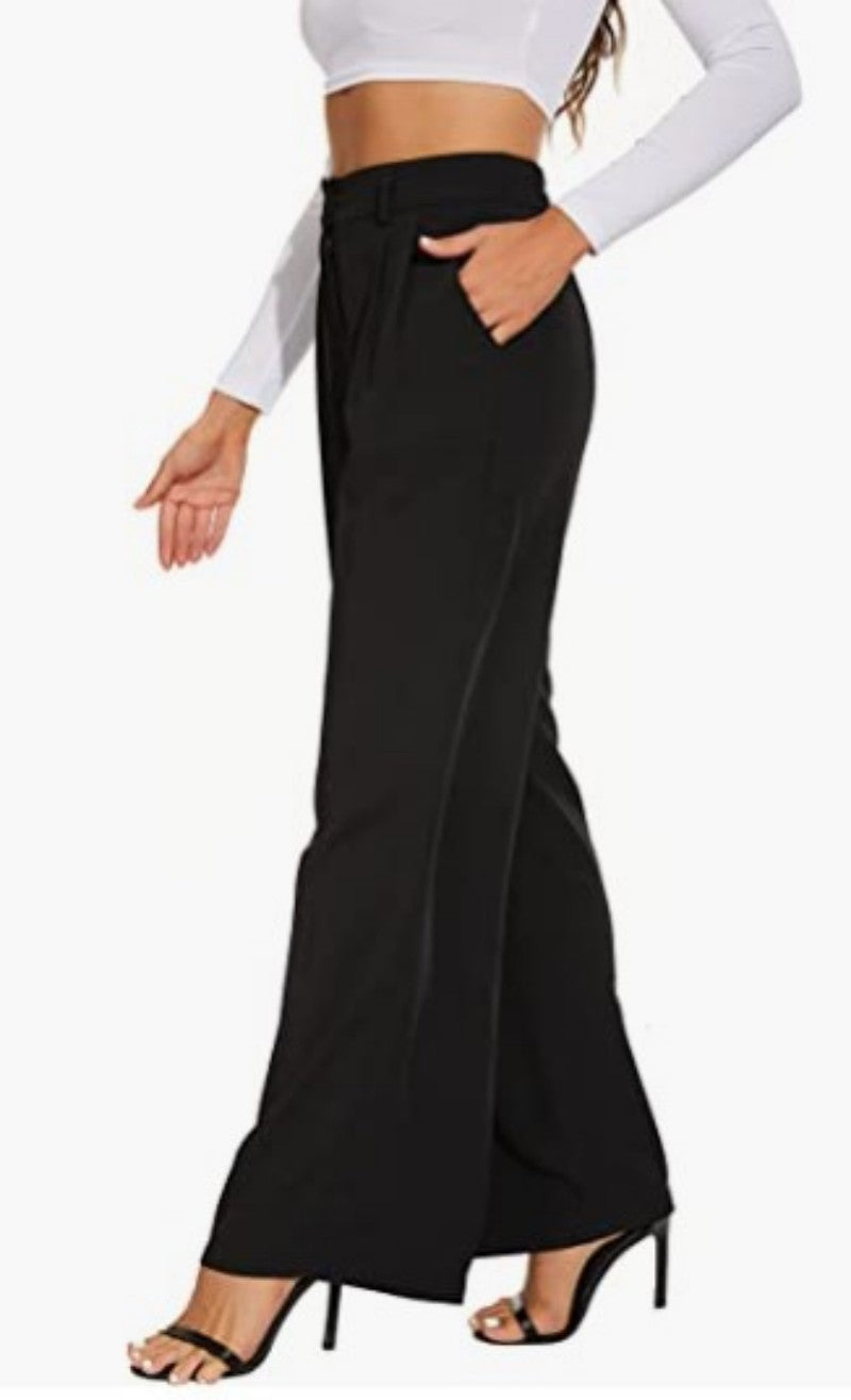 High-Waist Solid Wide-Leg Pants