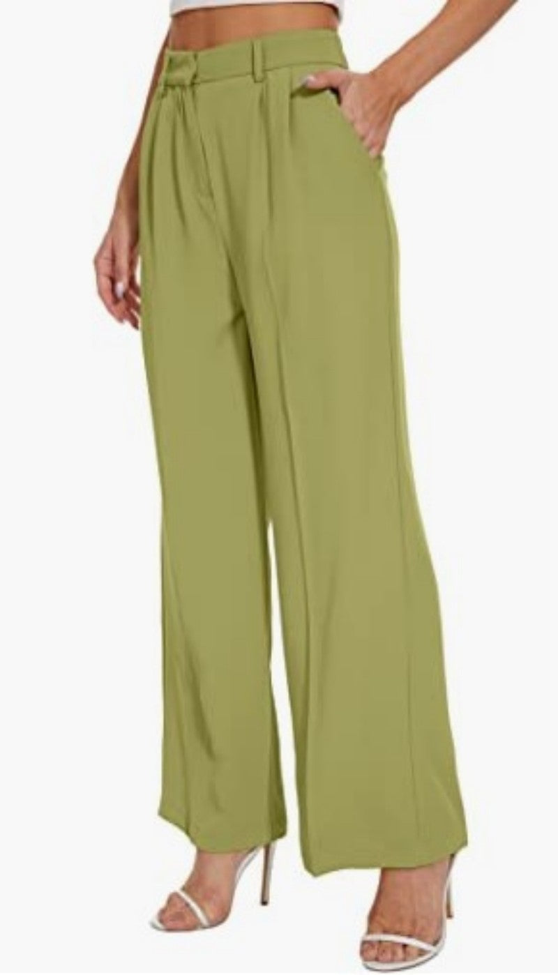 High-Waist Solid Wide-Leg Pants