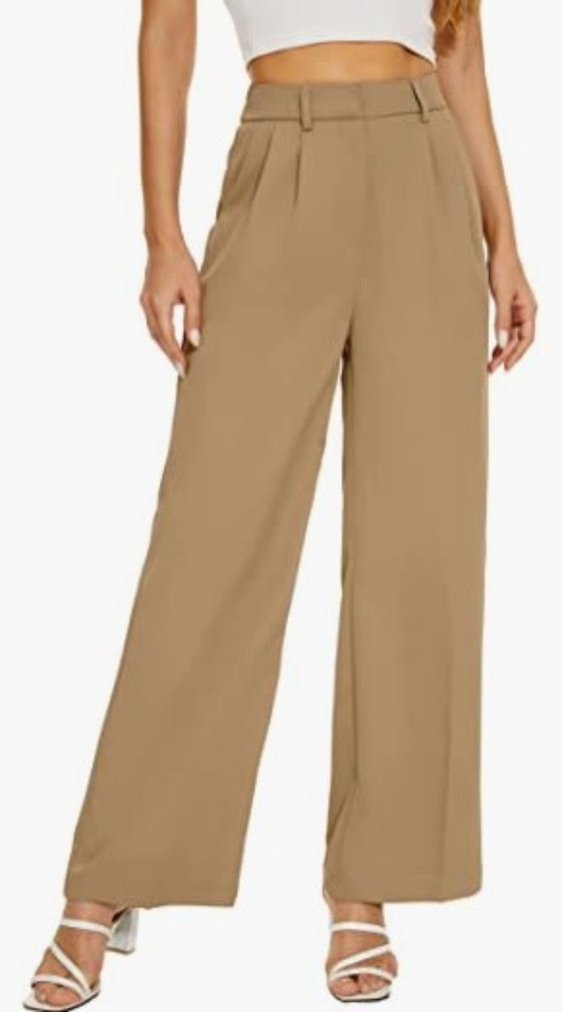 High-Waist Solid Wide-Leg Pants