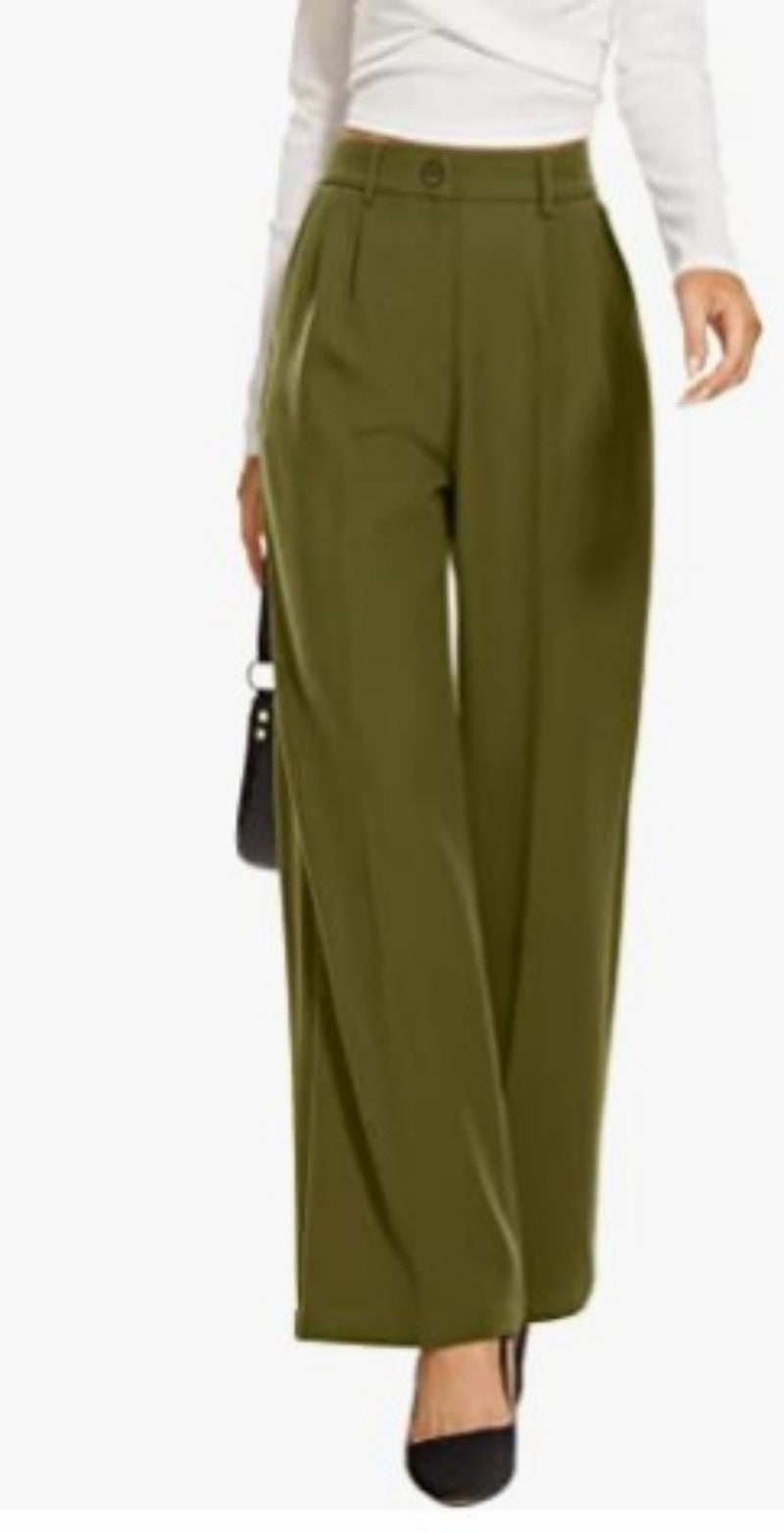 High-Waist Solid Wide-Leg Pants