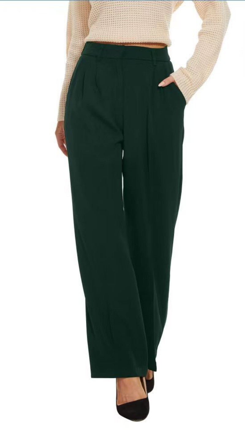 High-Waist Solid Wide-Leg Pants