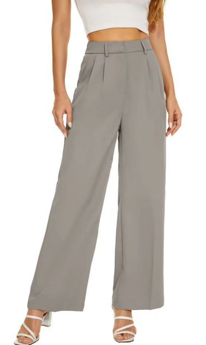 High-Waist Solid Wide-Leg Pants