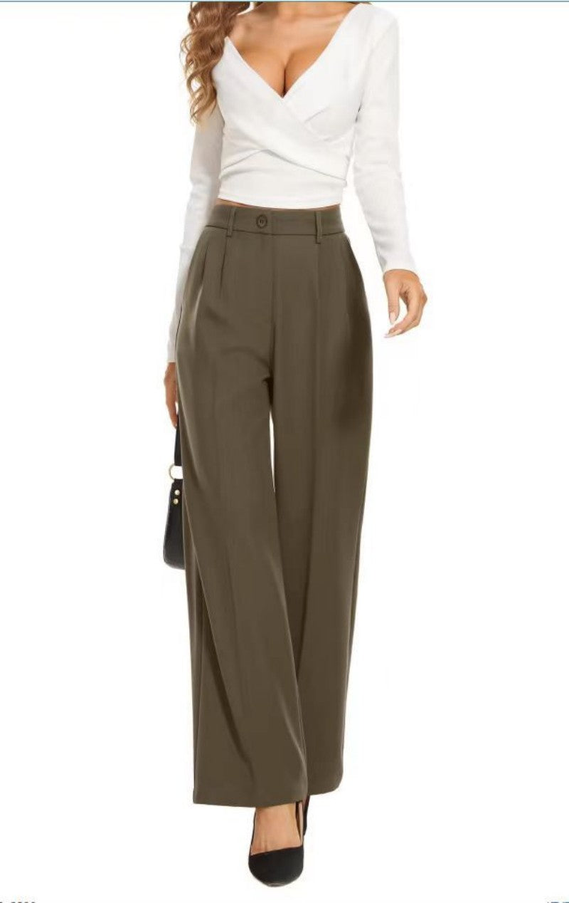 High-Waist Solid Wide-Leg Pants