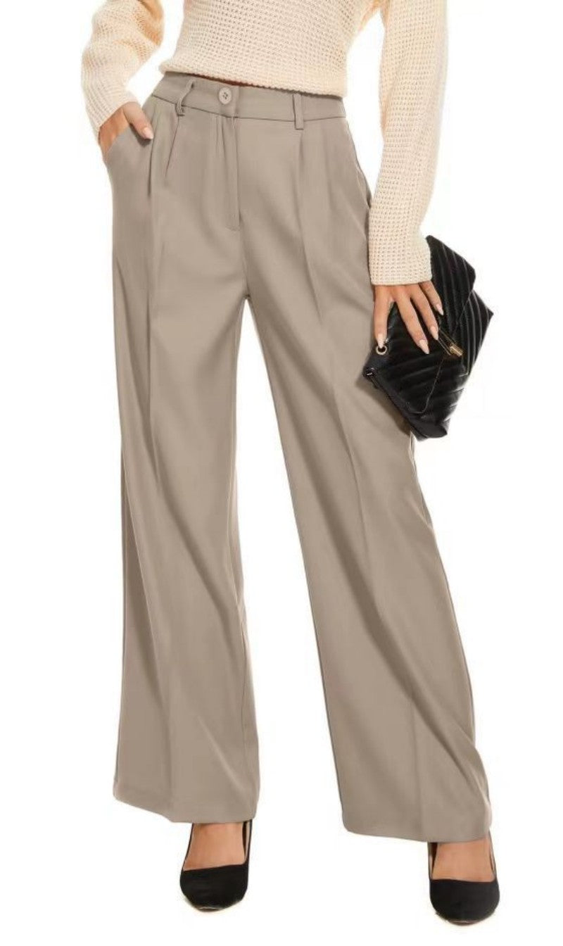High-Waist Solid Wide-Leg Pants