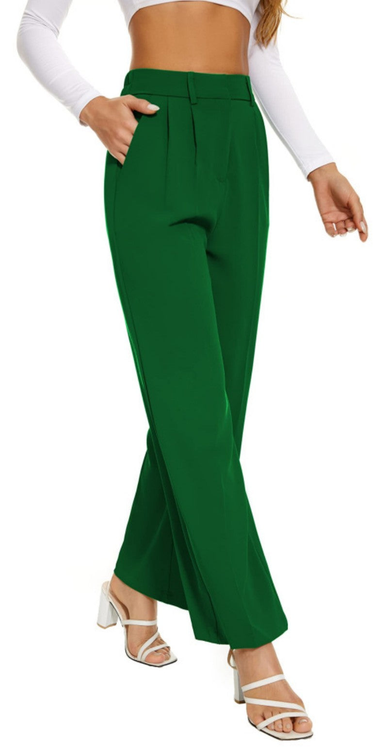 High-Waist Solid Wide-Leg Pants
