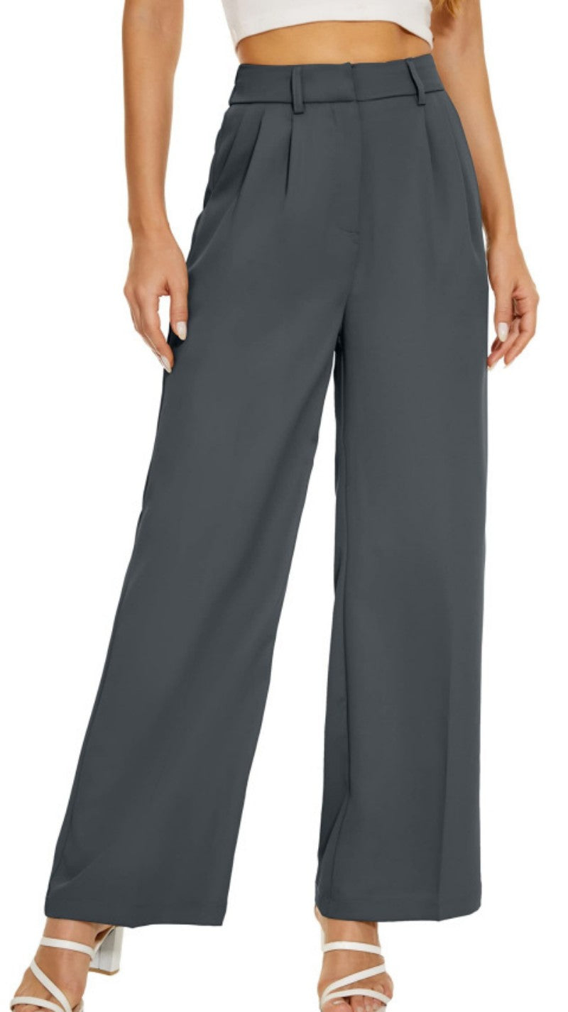 High-Waist Solid Wide-Leg Pants