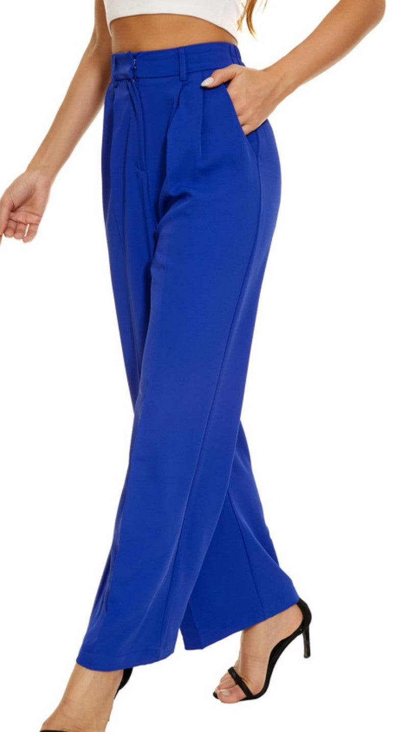 High-Waist Solid Wide-Leg Pants