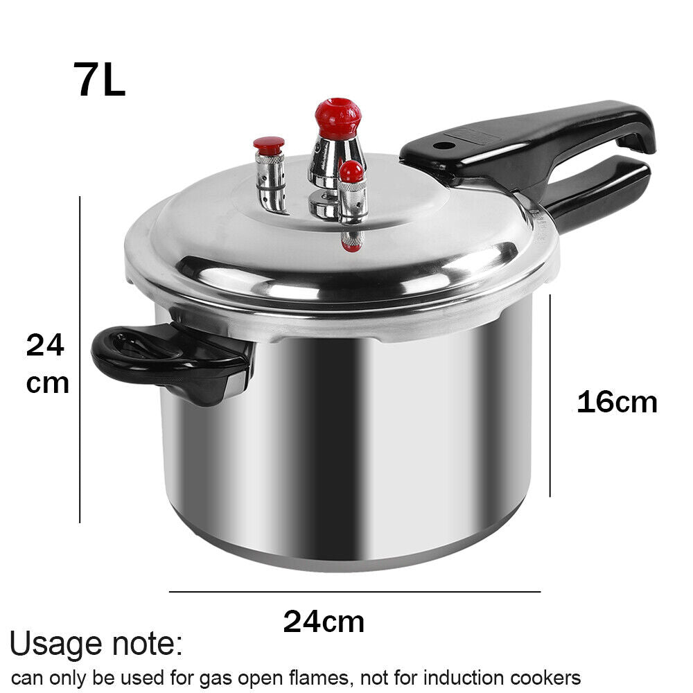 7LHome Dual Handle Aluminum Pressure Cooker Kitchen Catering Cookware UK