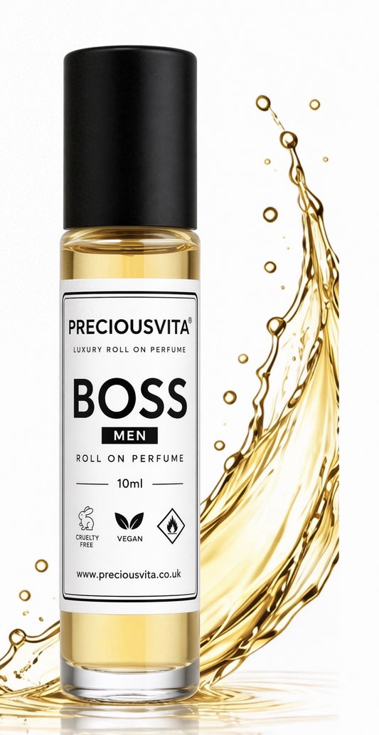 Preciousvita Boss Men Luxury Roll on Perfume, Alcohol Free, Vegan, Cruelty Free,pocket size,10ml
