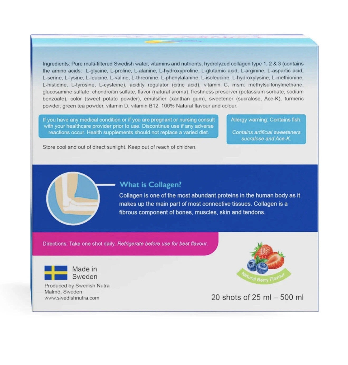 Swedish Nutra Collagen Joint Shots 10,000mg 20 Shots - Skin, Hair & Joint Health