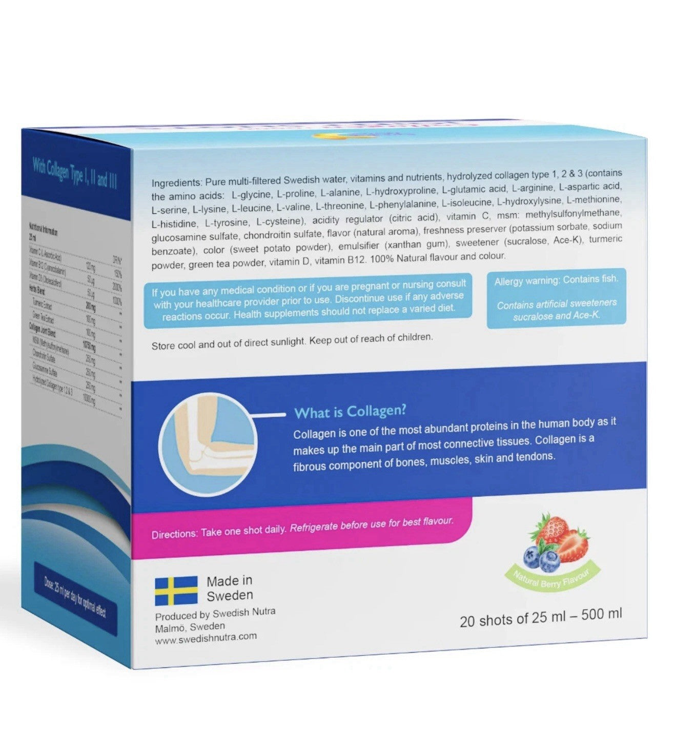 Swedish Nutra Collagen Joint Shots 10,000mg 20 Shots - Skin, Hair & Joint Health