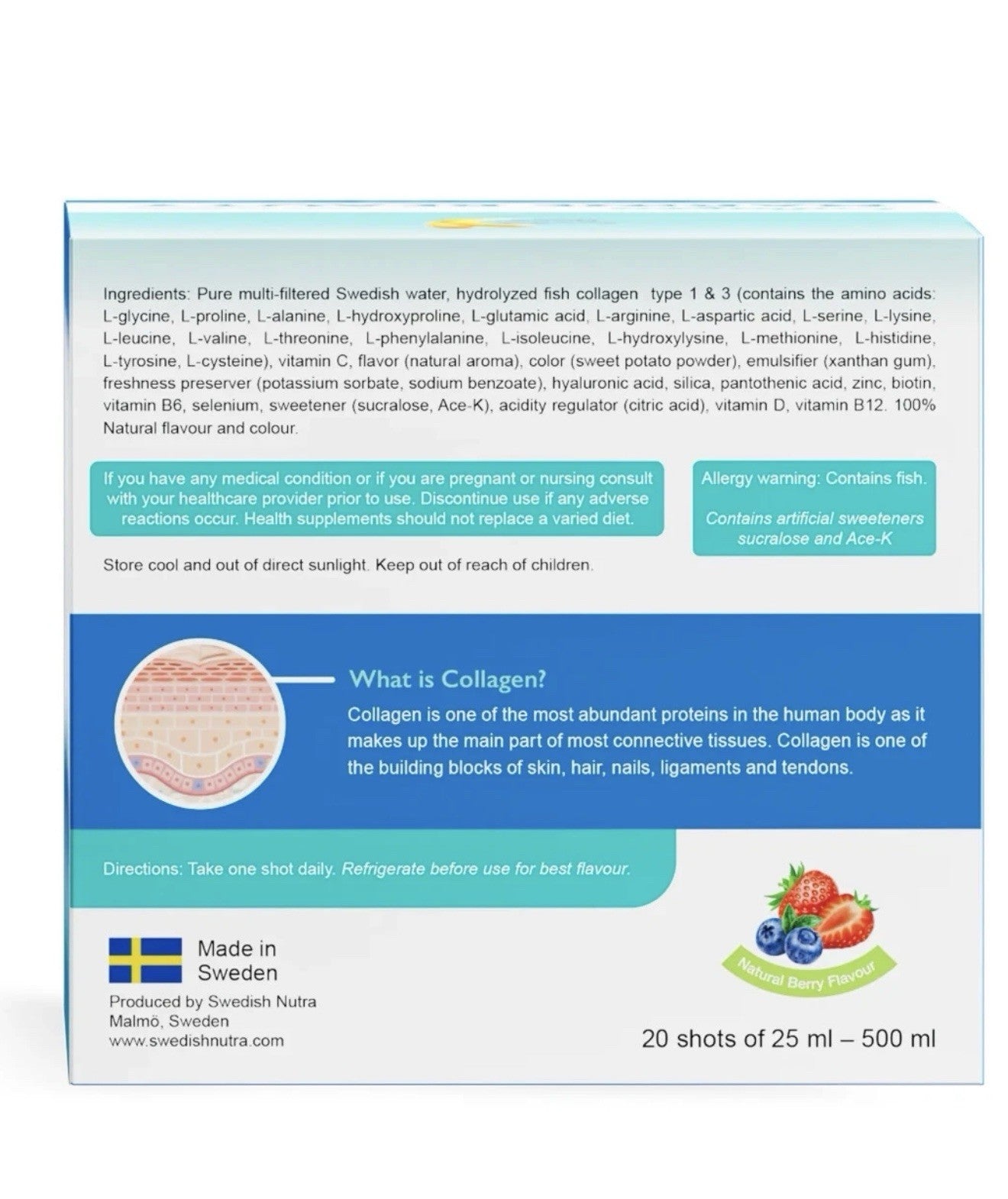 Swedish Nutra Collagen Marine Beauty 20 Shots - Skin, Hair & Joint Health