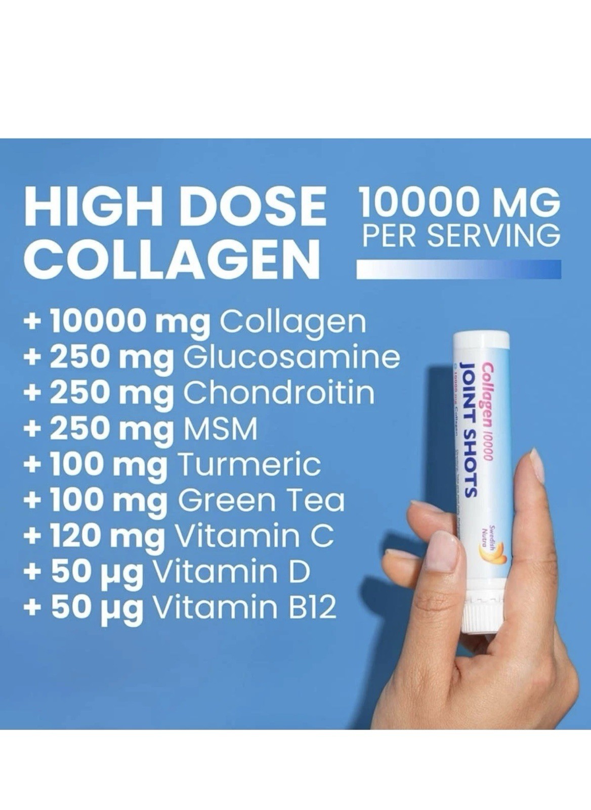 Swedish Nutra Collagen Joint Shots 10,000mg 20 Shots - Skin, Hair & Joint Health