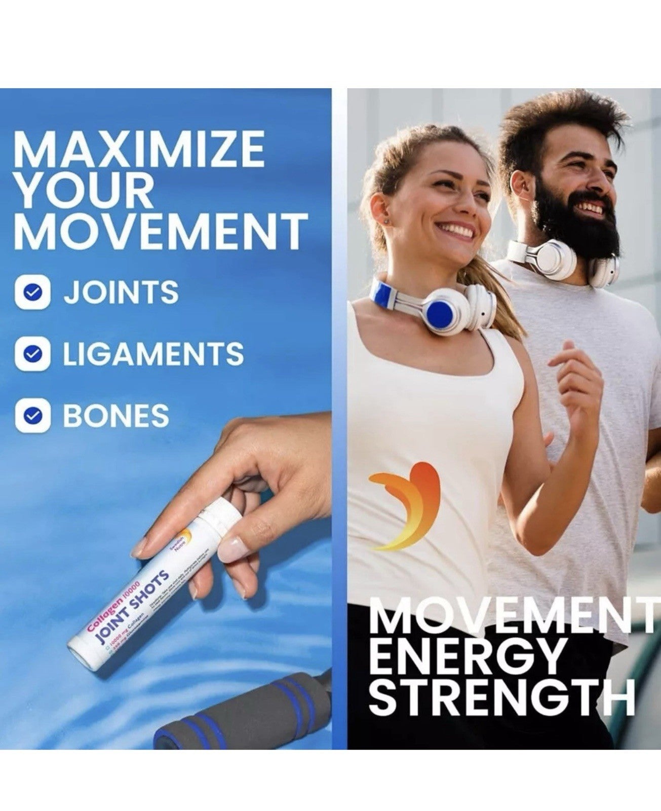 Swedish Nutra Collagen Joint Shots 10,000mg 20 Shots - Skin, Hair & Joint Health