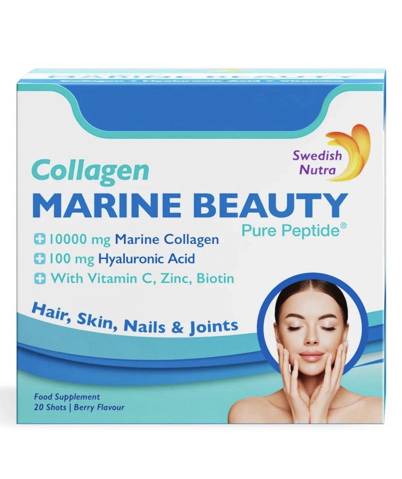 Swedish Nutra Collagen Marine Beauty 20 Shots - Skin, Hair & Joint Health