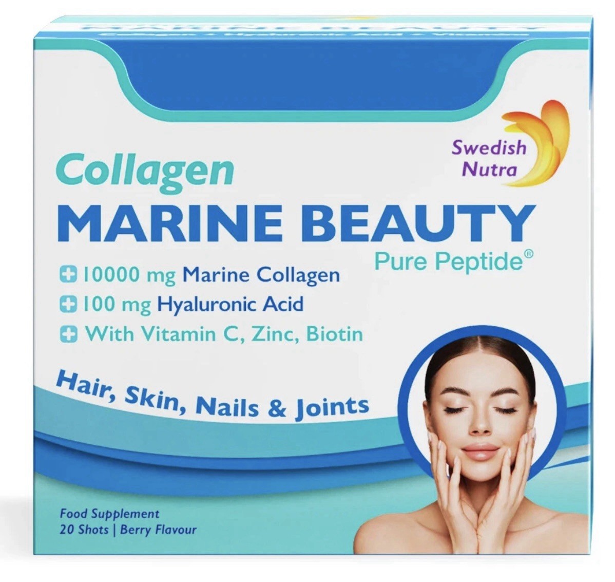 Swedish Nutra Collagen Marine Beauty 20 Shots - Skin, Hair & Joint Health