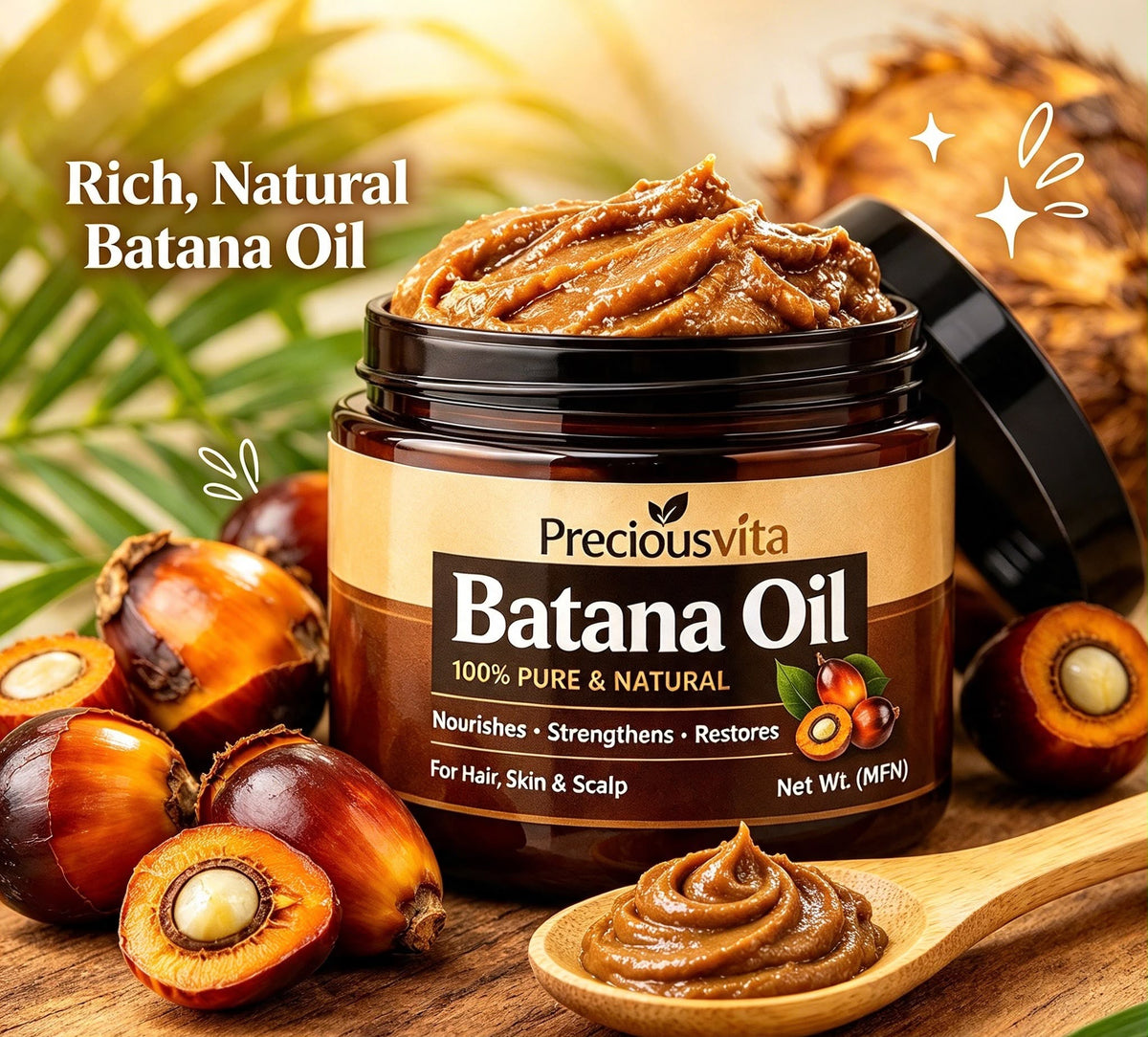 Preciousvita Unrefined Batana Oil, 100% Pure