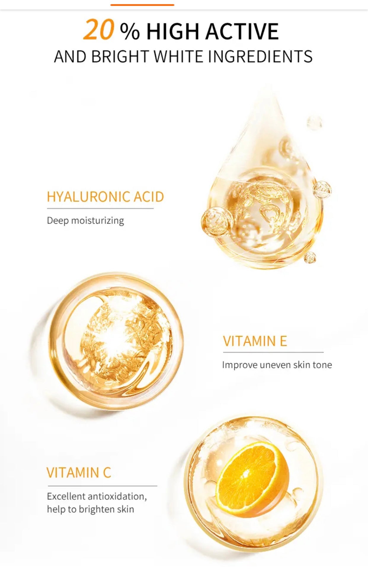 Vitamin C Face Serum Pure Strong Hyaluronic Anti Wrinkle Anti Aging 30ml