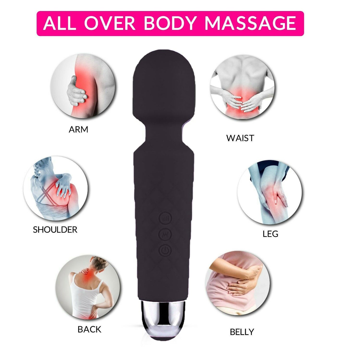 Magic Massage Wand Muscle Relaxation Massager 20 Speed Vibrating Full Body Therapy Motor Vibration