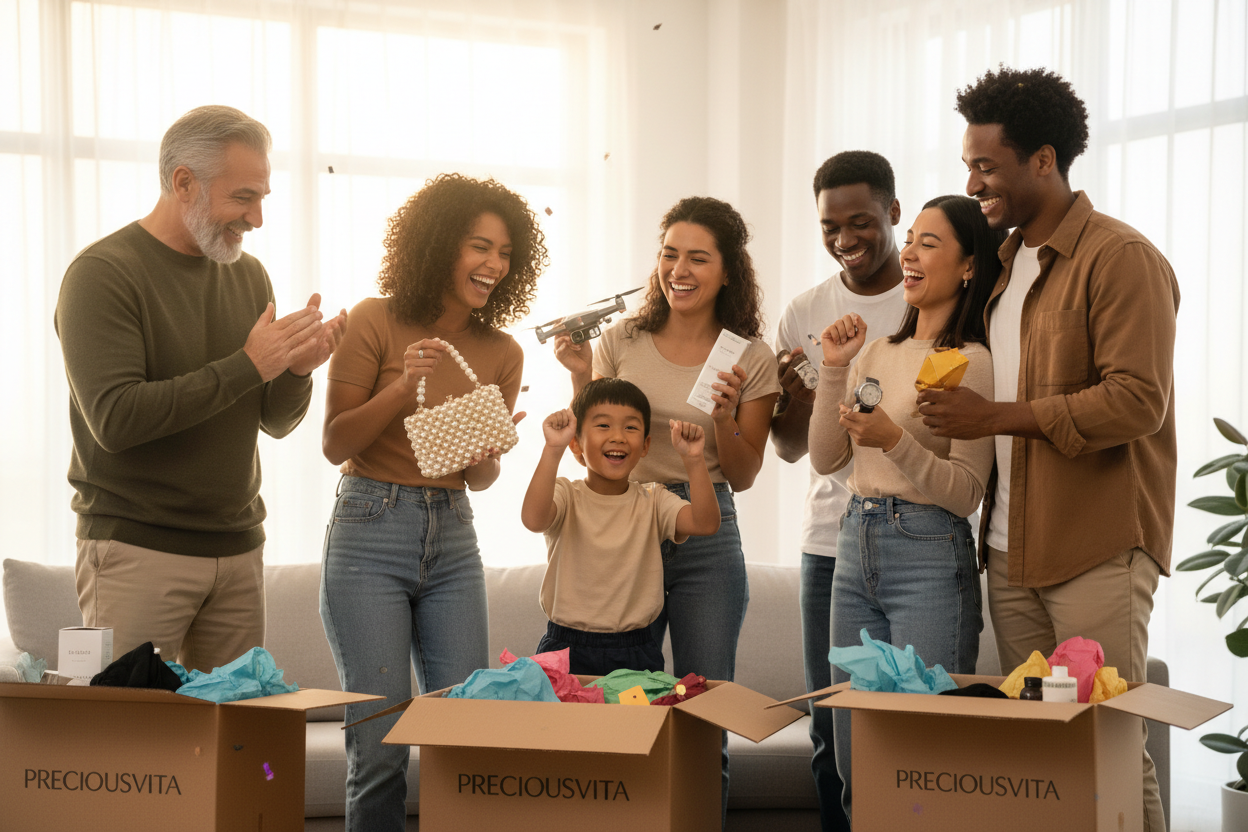 Excited people after great online shopping experience at preciousvita