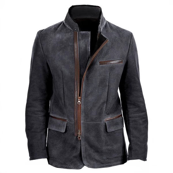 New Men's European And American Fashion Vintage Jacket Stitching Top
