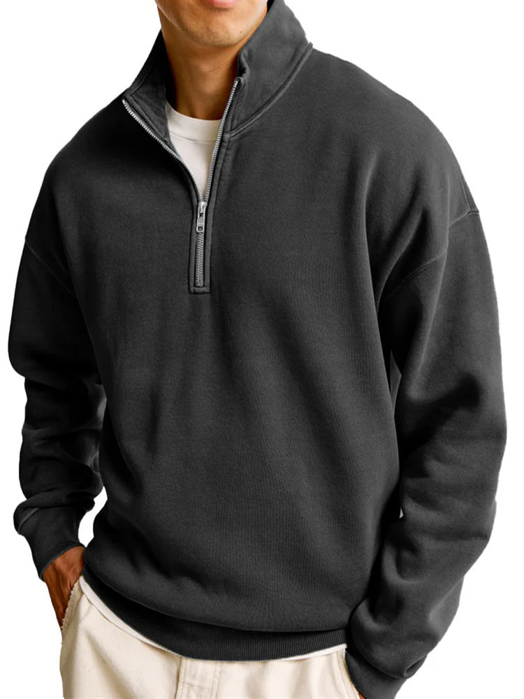 Half-Zip Stand Collar Long Sleeve Sweater