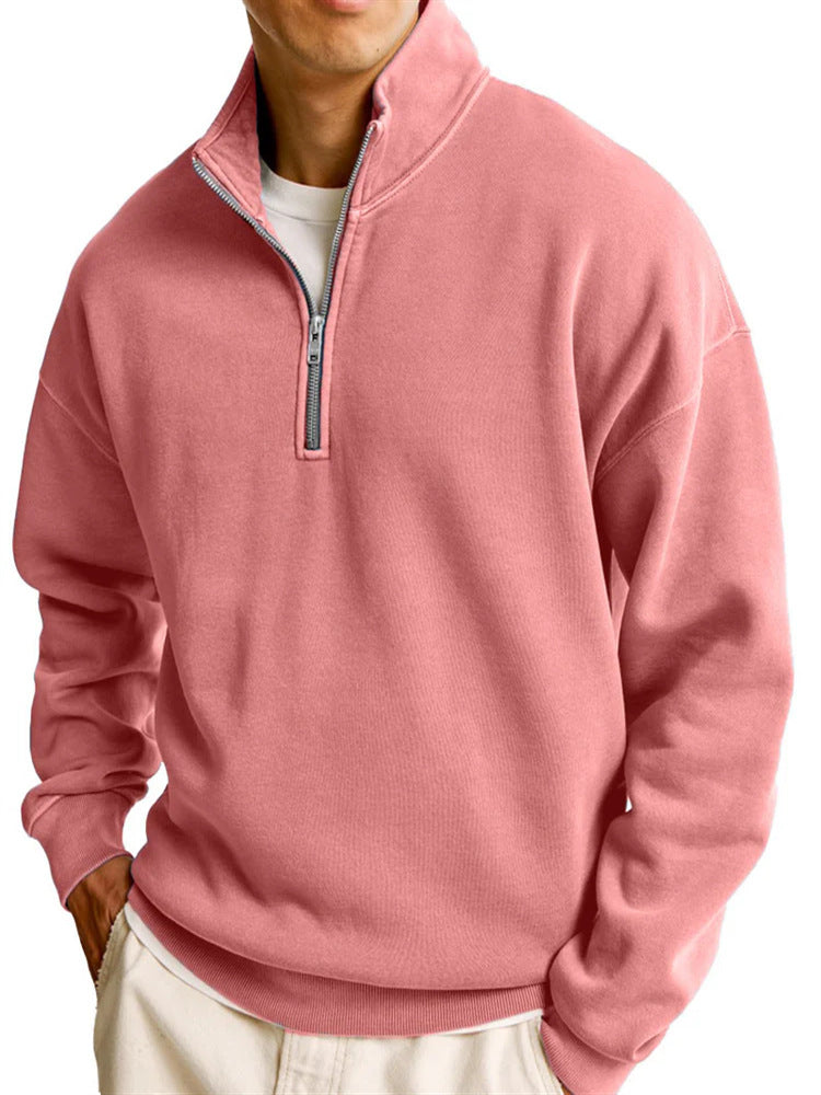 Half-Zip Stand Collar Long Sleeve Sweater