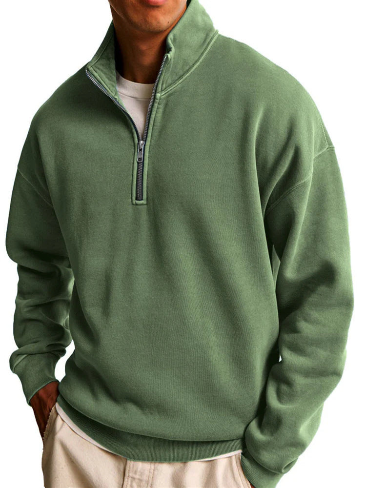 Half-Zip Stand Collar Long Sleeve Sweater