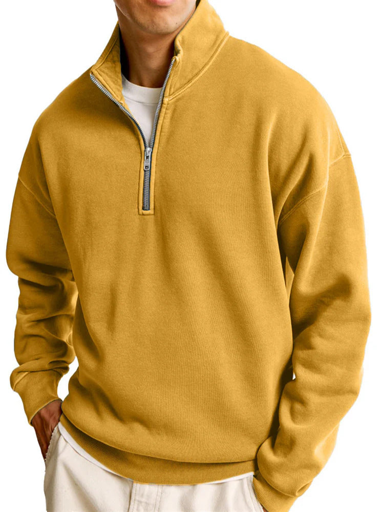 Half-Zip Stand Collar Long Sleeve Sweater