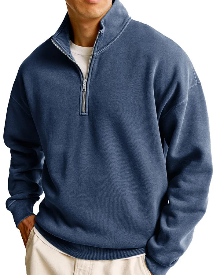Half-Zip Stand Collar Long Sleeve Sweater