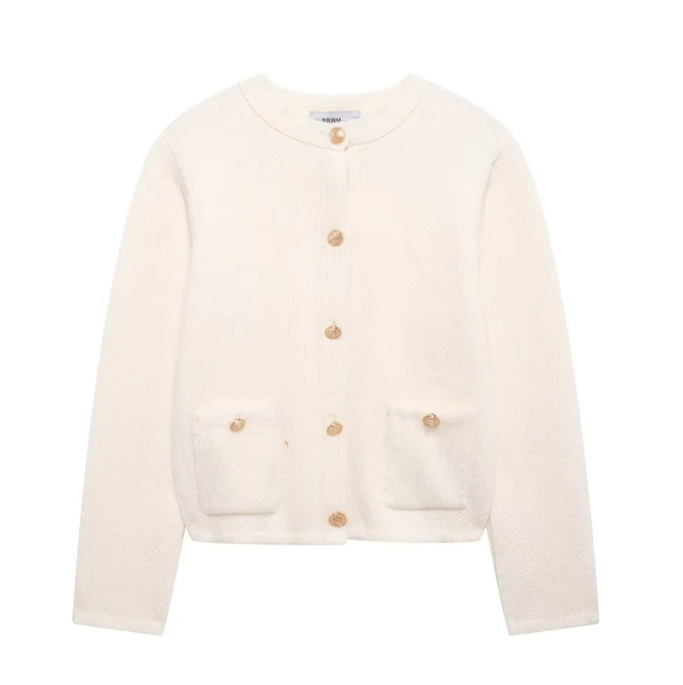 Gold Buckle Knit Coat