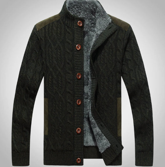 Fleece-Lined Twist Neck Sweater