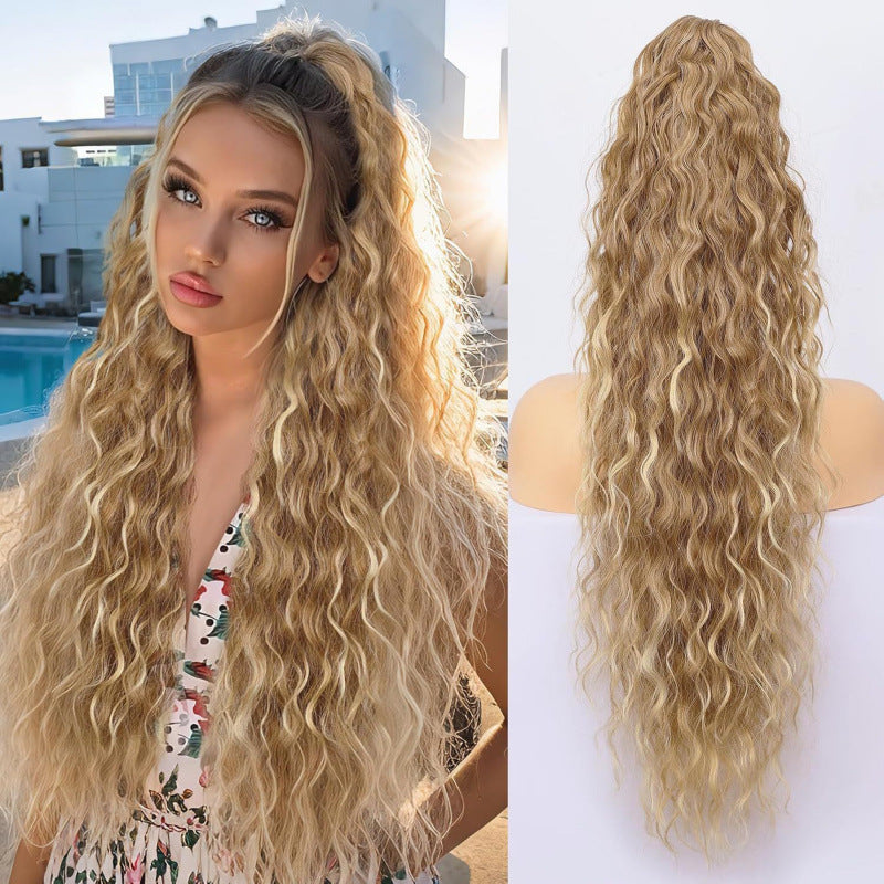 Claw Clip Ponytail Extension, various colours and Inches Long Ponytail Hair Piece Wavy Curly Synthetic